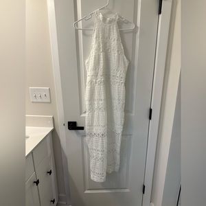 White crocket midi dress. Never worn. Size small